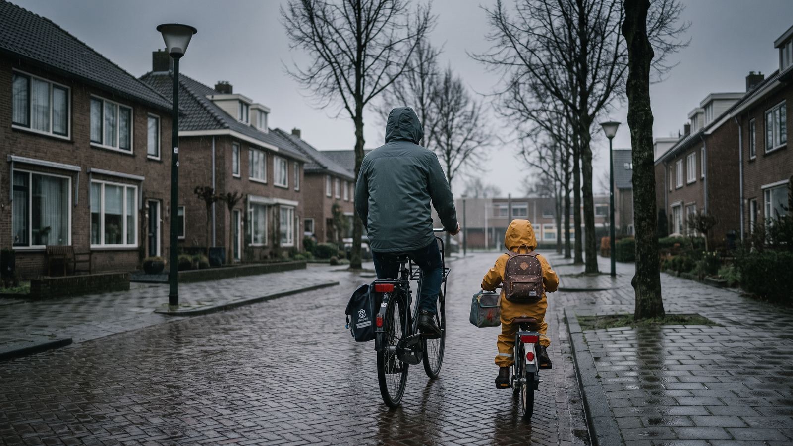 School run in the rain